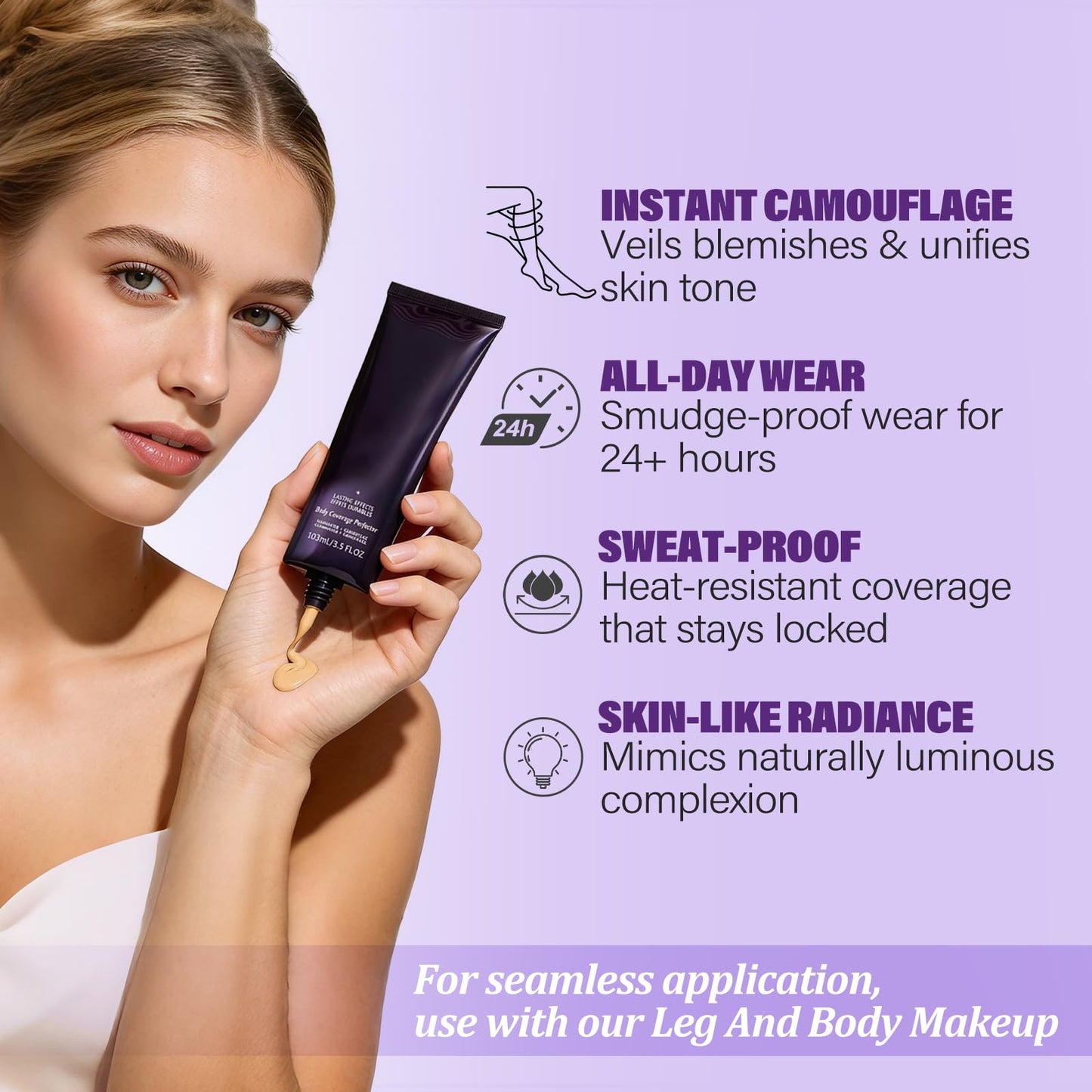 Tattoo Cover Up Makeup Waterproof, Leg and Body Makeup, Long Lasting Body Foundation for Flawless Looking, Easy Application, Natural Radiance (1 PC)