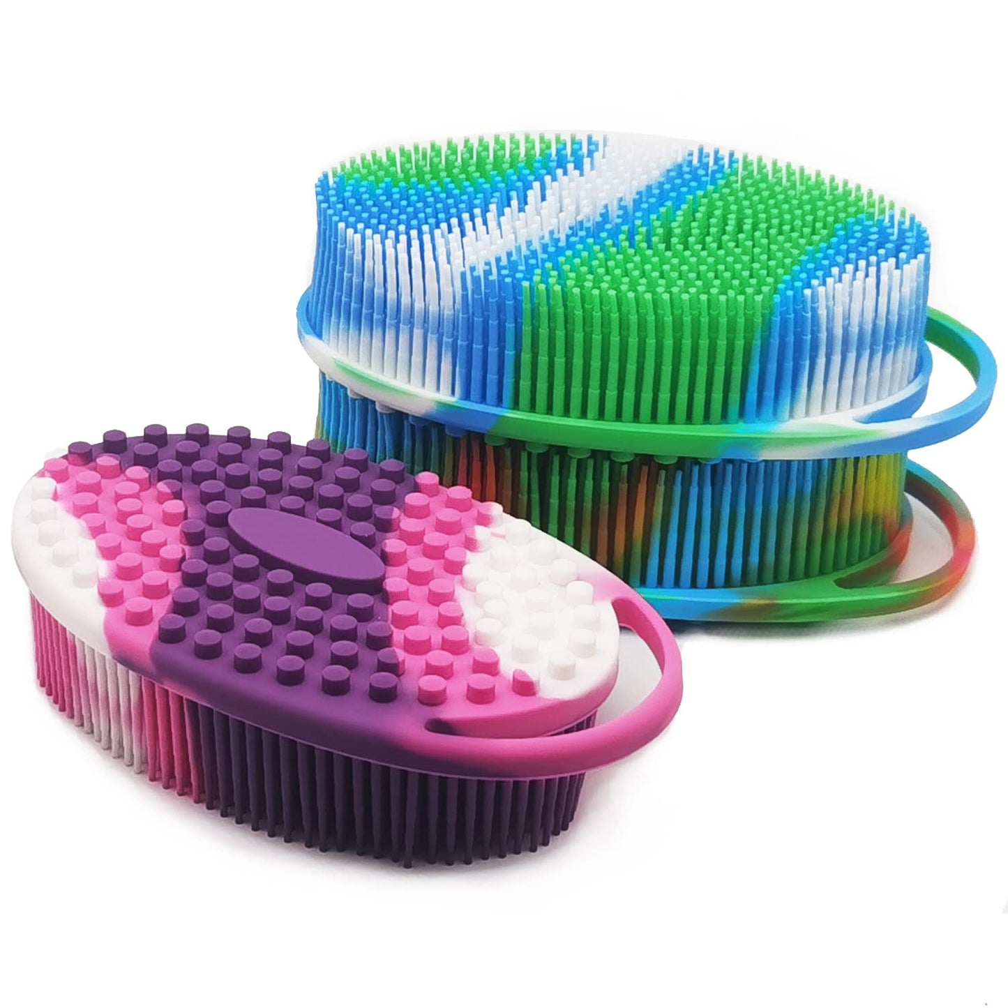 Soft Exfoliating Body Shower Scrubber - Silicone Bath Brush for Kids & Adults - 3 Pack