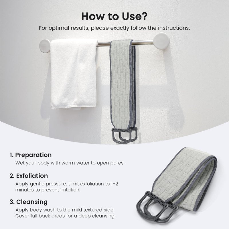 eaxun Exfoliating Back Scrubber with Plastic Handles for Shower, 36 Inches Bath Back Exfoliator Body Cleaner for Men, Women and Elderly, Dual-Sided Roughness Back Washer for Deep Cleansing