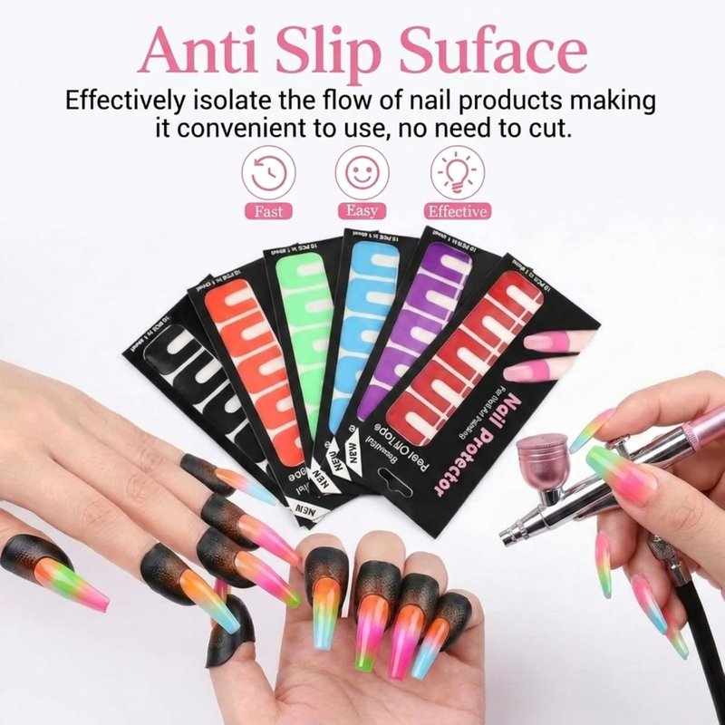 Outus Nail Polish Protector | 120 Pcs U-Shape UV Protection Tape for Cuticle Guard & Art