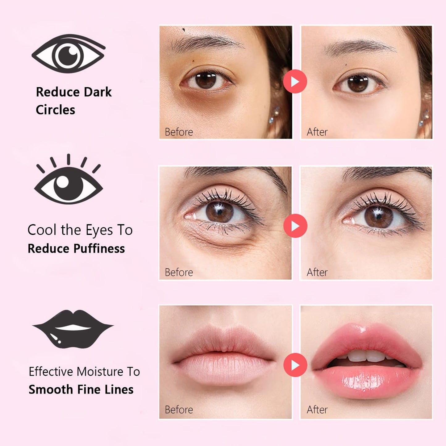 30 Pairs Eye Masks & Lip Masks, Under Eye Patches for Puffy Eyes, Moisturizing Lip Mask Pink Pads, Reducing Fine Lines, Bridal Shower Gifts, Graduation Gifts, Wedding Bridesmaid Gifts, Bulk Gifts