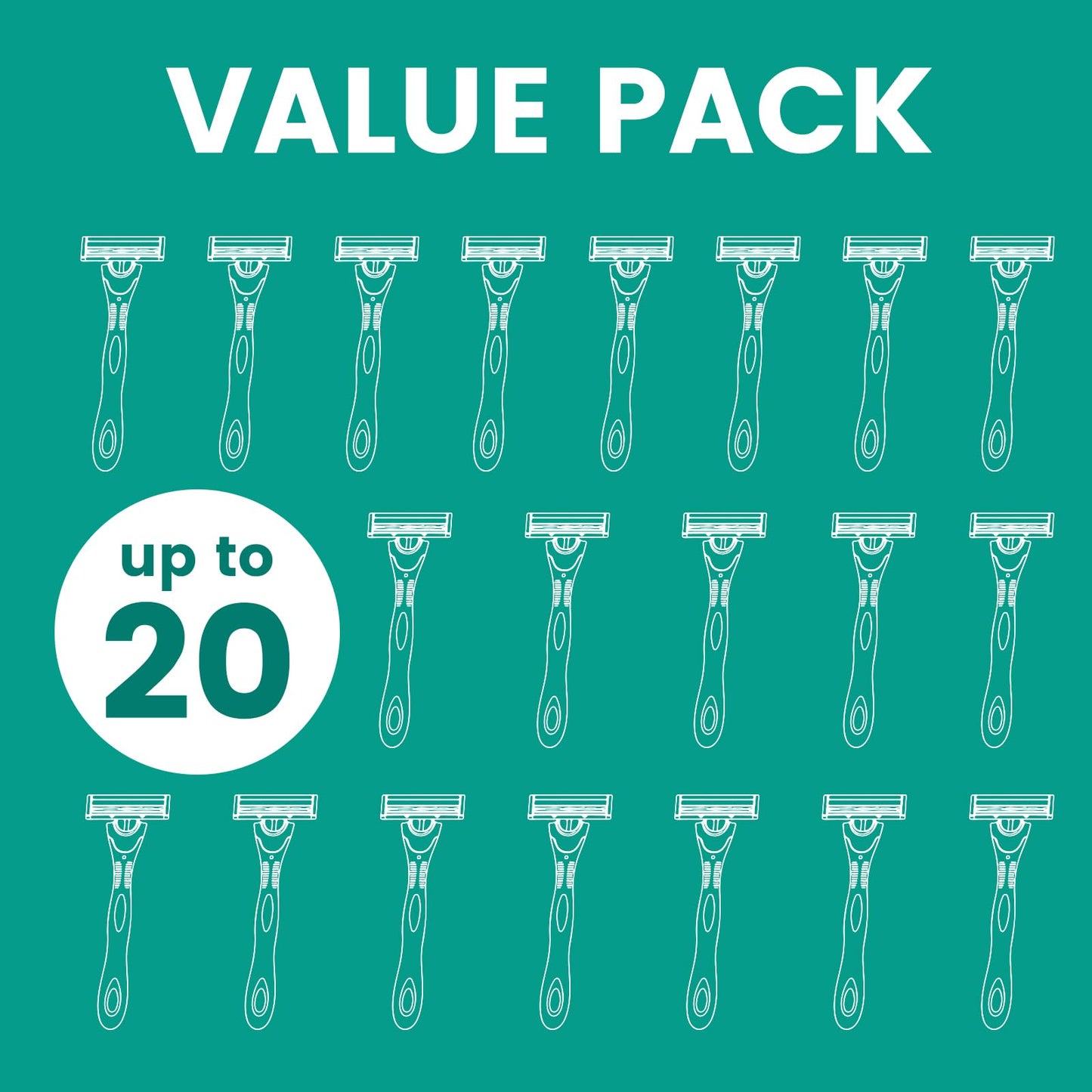 Comfycheer 20 count Disposable Razors Blades for Men，3-Blade Razors，Bulk Stainless Steel Shavers with Lubricating Strip for Shaving Sensitive Skin