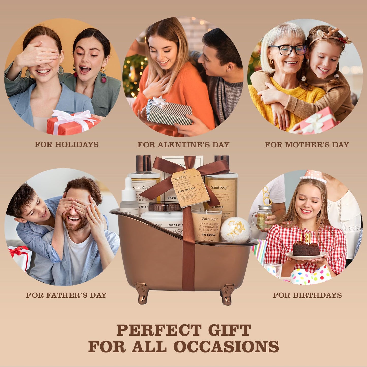 Fathers Day Gifts for Men Dad Birthday Gifts Spa Kit Cedar & Bergamot Scents Bath Gift Set and Shower Gift Bath and Body Gift Basket Set Mans Gift Bath Spa Kit Spa Baskets, Home Spa Care Men Gift set