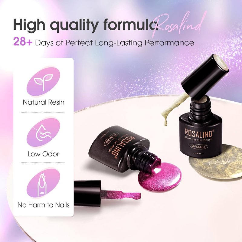 ROSALIND Holographic Cat Eye Gel Nail Polish Set - 8 Colors for Stunning Galaxy Nail Art