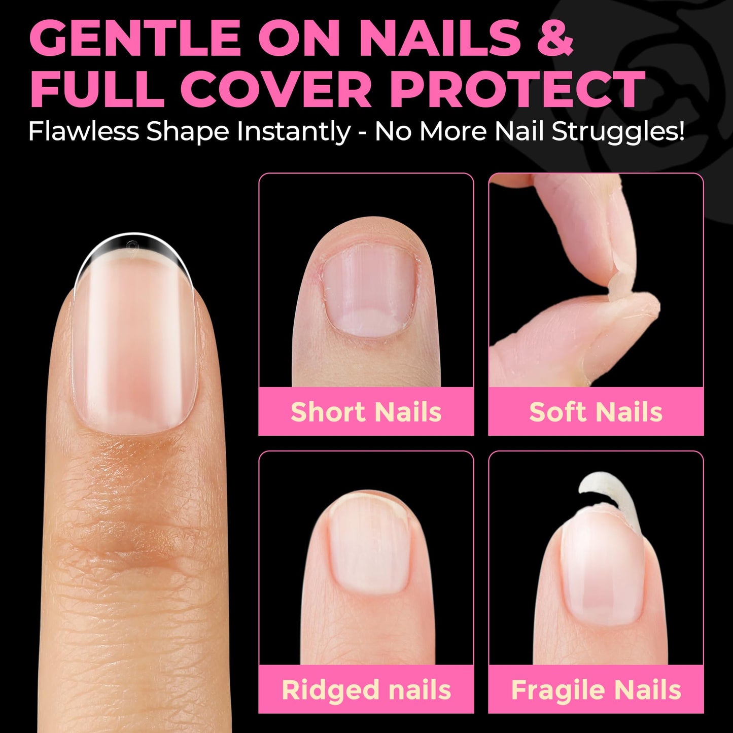 UNA GELLA Oval Nail Tips Exra Short 504PCS Pre-shape Gel Oval Almond Nail Tips for Women DIY Salon Round Almond Press On Nails Full Cover Clear Fake Acrylic Tips 12 Sizes
