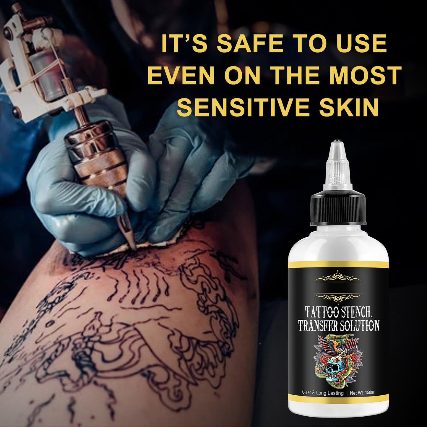 Tattoo Stencil Transfer Gel,Professional Tattoo Transfer Lotion Formula for Tattoos Supplies Long-Lasting Stencil Gel Body Paint Art Safe Cream(150ML)