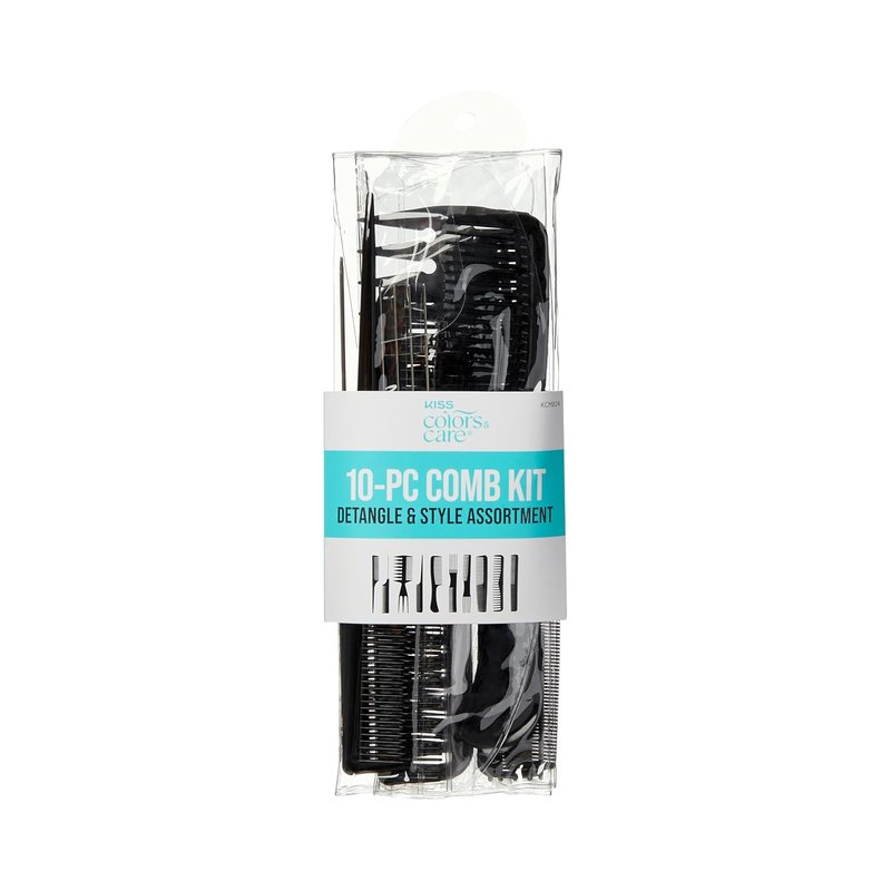 KISS Professional 10-Pc Comb Set | Detangle & Style Assortment for Effortless Hair Care