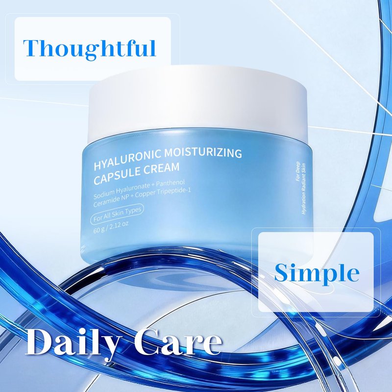 FIUMOT Hyaluronic Capsule Cream | Long-Lasting Hydration, Barrier Support & Daily Moisture Care for All Skin Types | Panthenol & Ceramides 2.12 oz