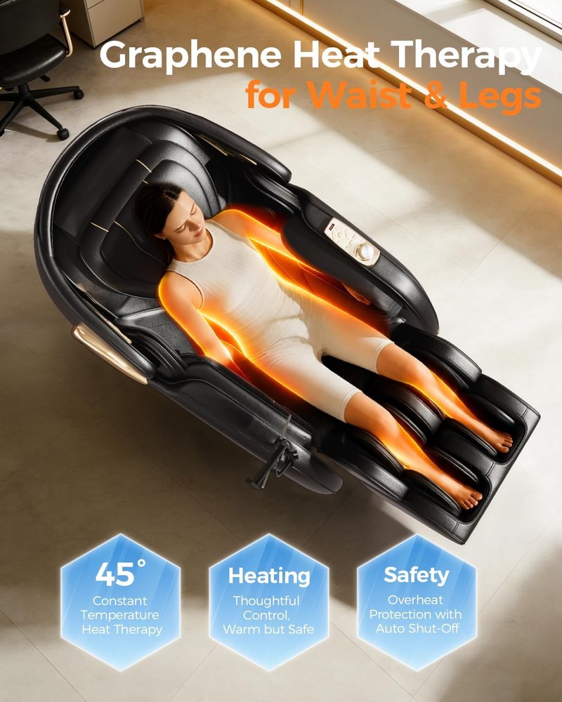 Skiennix 3D Massage Chair - Full Body Recliner with AI Voice Control & Heated Massage | Black PU Leather
