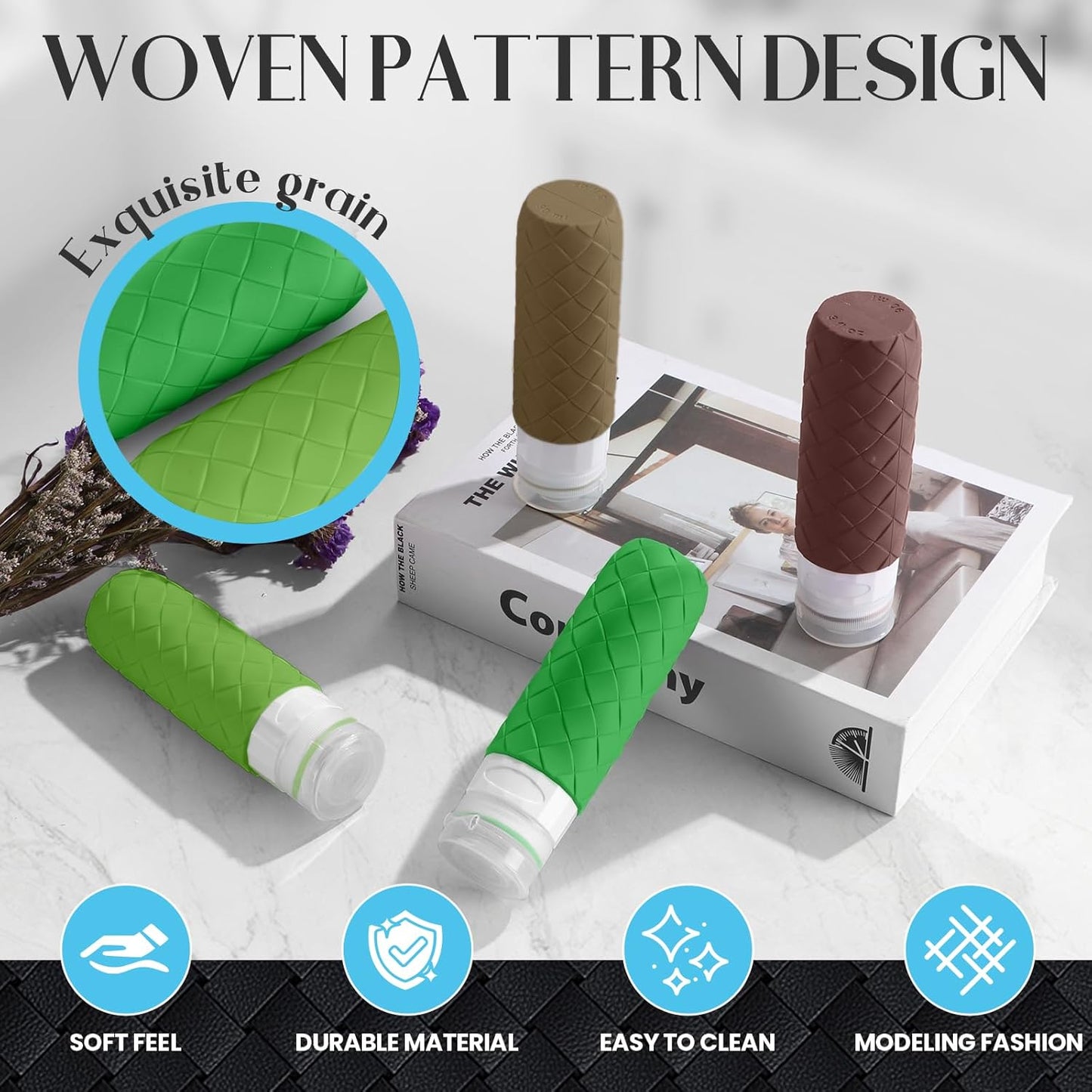 Travel Bottles for Toiletries - TSA Approved Silicone Containers | BPA Free, Leak Proof, Refillable Essentials (Forest Green)