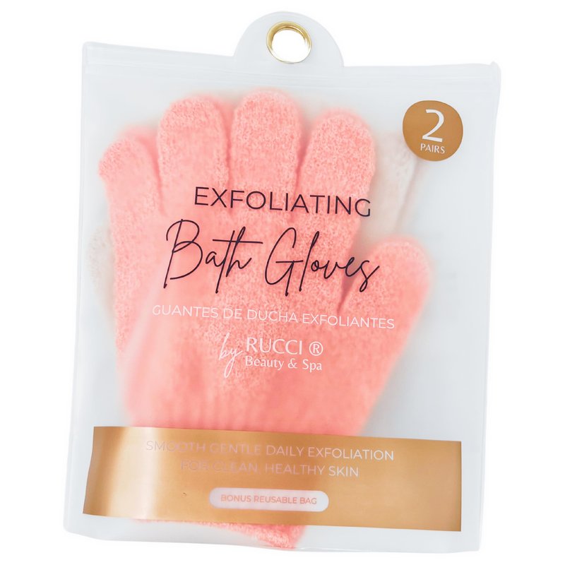 Rucci Professionals 4 Pcs (2 Pairs) Exfoliating Bath Gloves, Dead Skin Exfoliating Body Scrub, Gentle Shower Gloves, Washable