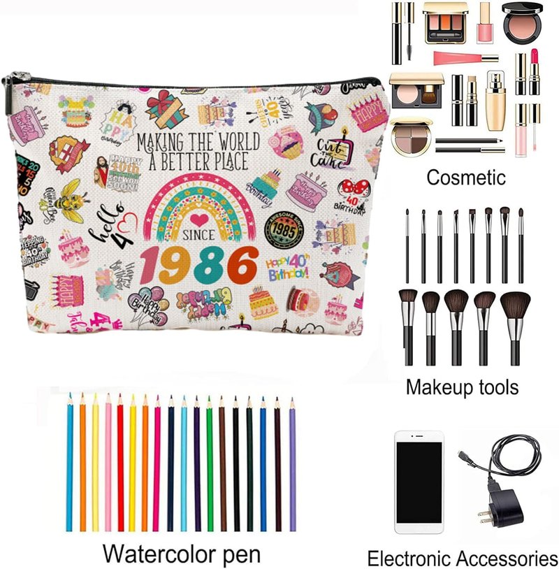40th Birthday Gifts for Women - Stylish Makeup Bag & Toiletry Pouch | Perfect for Mom, Wife, Sister