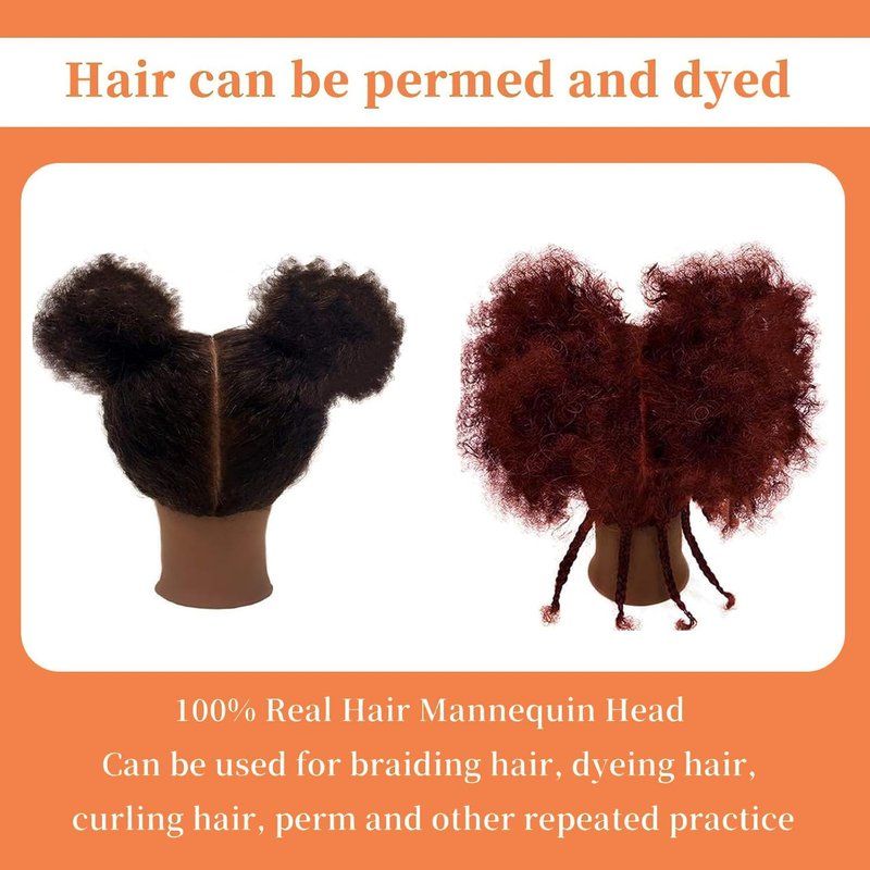 Sakalaka 10″ Afro Kinky Hair Mannequin Head - 100% Human Hair for Braiding & Cosmetology Training