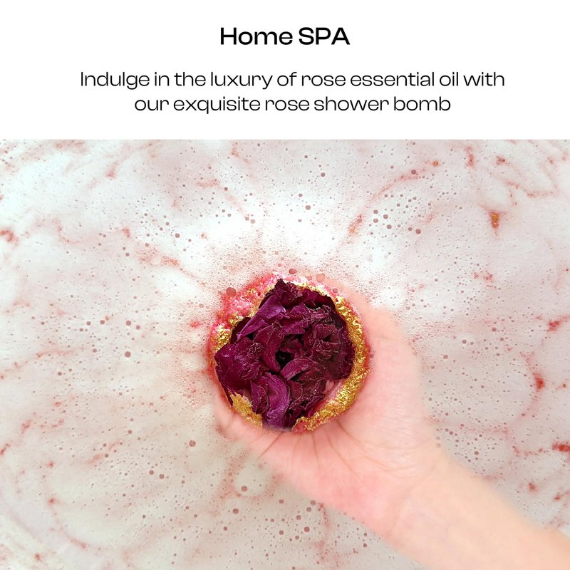 Bath Bombs for Women, Gift Set of 6 Fizzies Luxury Large Size with Real Flowers and Natural Organic Essential Oil, Self Care Gifts for Women, Mon, Daughter, Girlfriend, Kids,Pack of 6 (Rose)