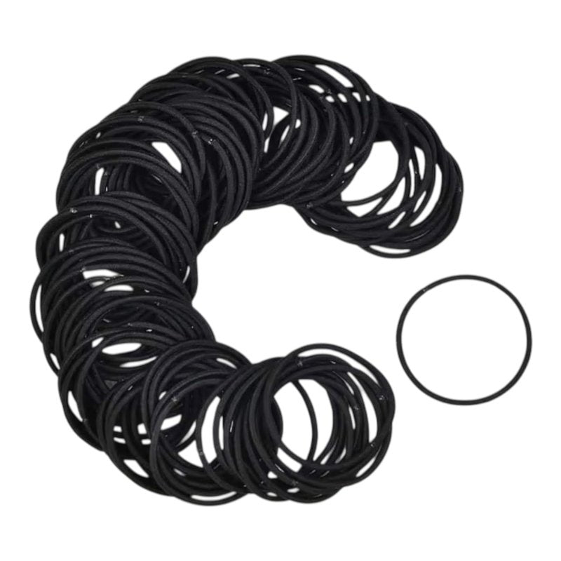 Black Hair Ties for Thick & Curly Hair - Strong Hold, No Damage Ponytail Holders | 120 Pieces (4 mm)