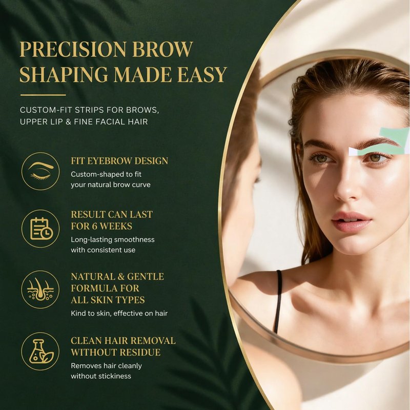 64Pcs Precision Eyebrow Wax Strips for Face, Clean Hair Removal Waxing Kit, Gentle for Sensitive Skin, No Heat Needed, Easy At-Home Use for Upper Lip, Chin & Brows, Lasts 6 Weeks