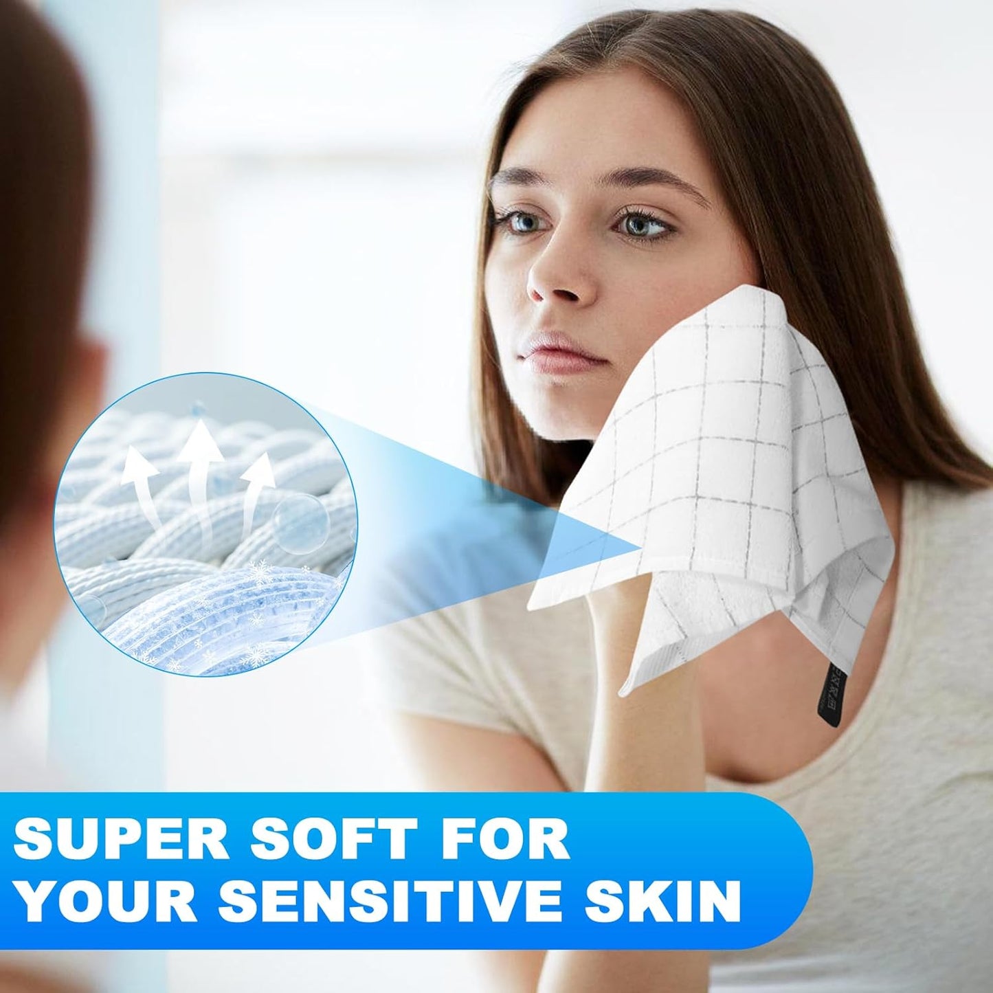 Wash Cloths 6 Pack 100% Cotton, Soft Absorbent Washcloths for Face & Body, Quick Dry Wash Cloths for Showering, Bathroom Towels, 6 Colors
