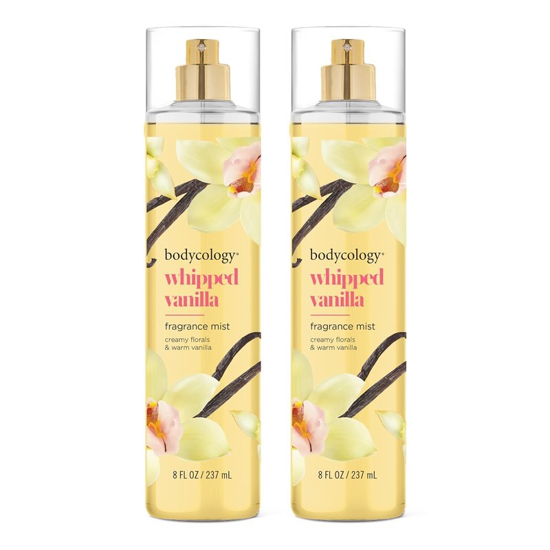Bodycology Whipped Vanilla Body Mist - Long-Lasting Fragrance, 8 Fl Oz (Pack of 2)
