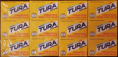 Generic Tura Original Germicidal Medicated Soap (Savon Germicide Medicamente) Enriched with Allantoin and Wheat Germ Oil PACK OF 12 BARS