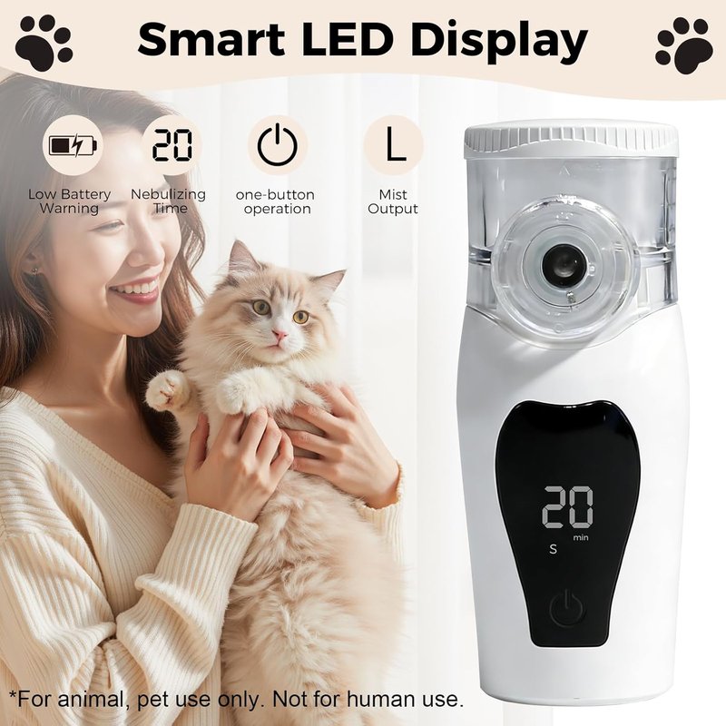 Portable Pet Humidifier Mask for Cats - Low Noise, USB Powered