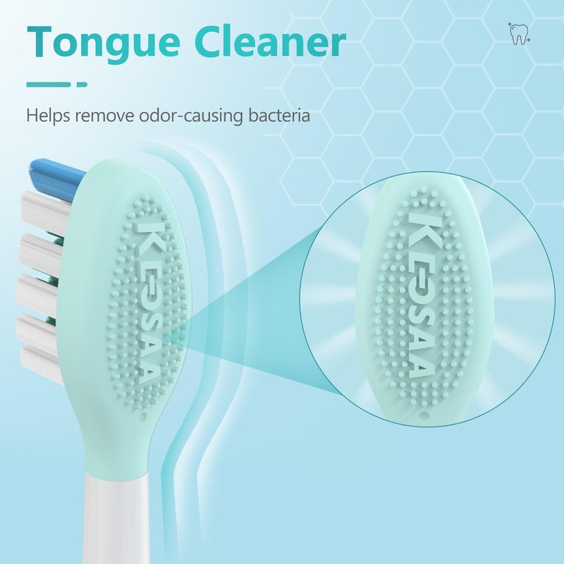 Replacement Toothbrush Heads for Philips Sonicare Electric Toothbrush, 2-in-1 Tongue Cleaner, 10 Pack, Mint Green,Suitable for Philips Sonicare Heads, C2, C1, C3, W1, W2, W3, G1, G2, G3