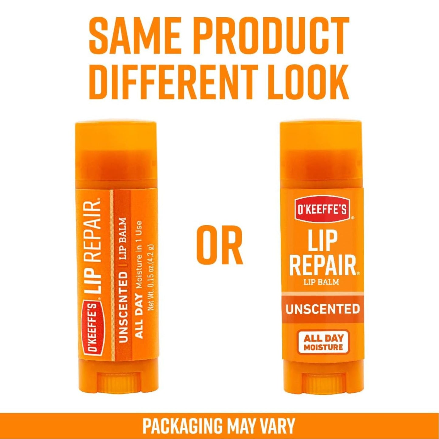 O'Keeffe's Unscented Lip Repair Lip Balm for Dry, Cracked Lips, Stick, (Pack of 5)