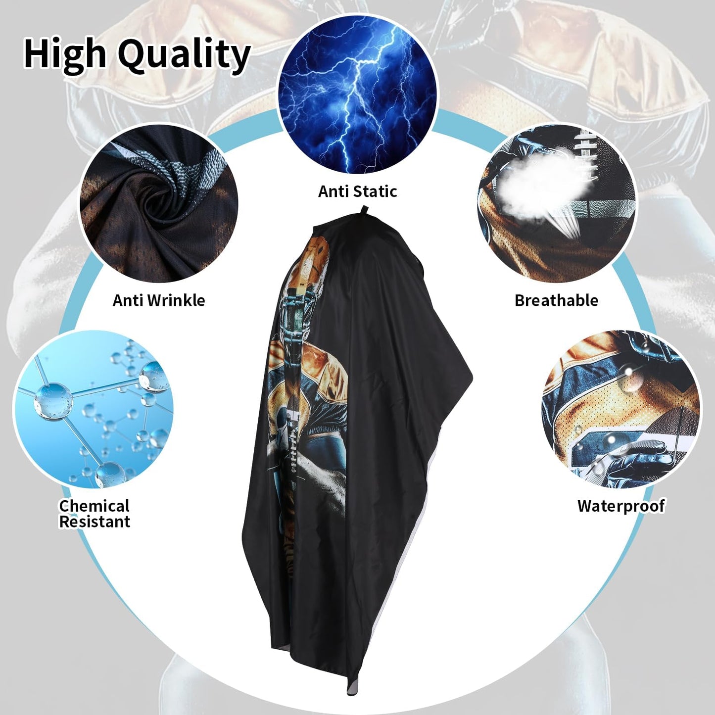 YELEGI Professional Hair Cutting Cape(2Pcs), Salon Barber Cape with Adjustable Snap Closure, Waterproof Hair Dye Color Cape Hair dressing stylist apron (Lion & Football Player)