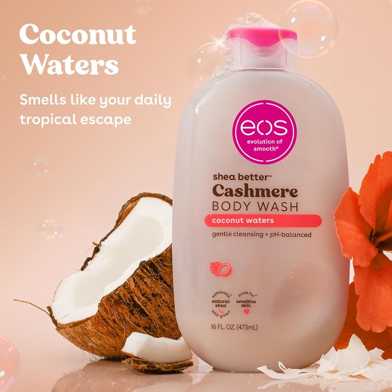 EOS Cashmere Body Wash - Coconut Waters Moisturizing Gel with Shea Butter & Vitamin E | 16 fl oz