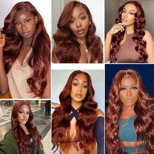 Color #33 Bundles Human Hair Reddish Brown Body Wave 3 Bundles 30 32 34 Inch Unprocessed Brazilian Virgin Copper Red Body Wave Human Hair Extensions