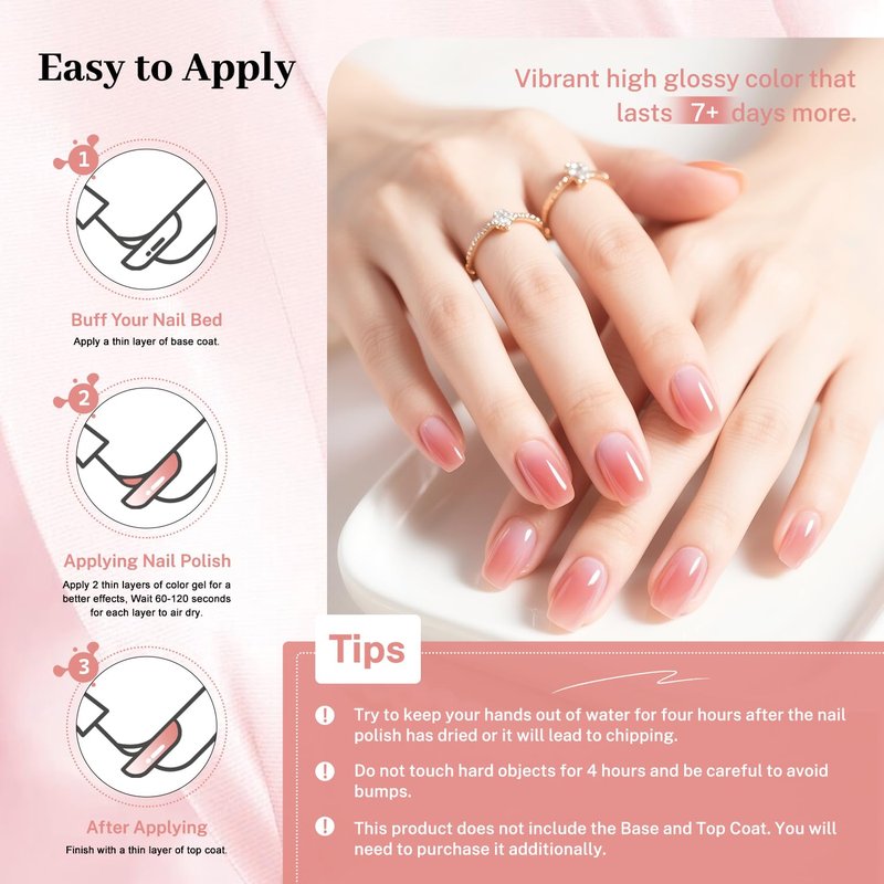 OpenLive 16.5ml Jelly Pink Nail Polish Large Volume Quick Dry Nail Polish, Long Lasting Shine, Fingernail Toenail Nail Art DIY Home Travel Nail Art Gift