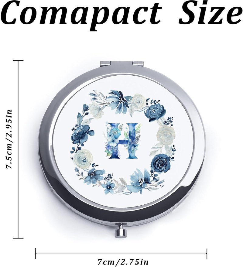Personalized Floral Monogram Compact Mirror - Custom Gift for Women & Teens | Perfect for Birthdays, Graduations, Mother's Day