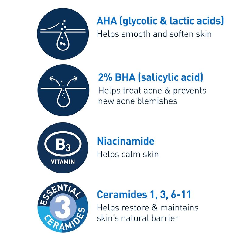 CeraVe Acne Control Gel - 2% Salicylic Acid Treatment with Glycolic & Lactic Acids | 1.35 Fl Oz