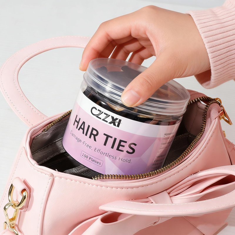 CZZXI 150Ct Hair Ties No Damage for Fine Hair (1.58in), Seamless Elastic Ponytails Holders, Bulk Soft Nylon Hair Ties for Women, Teens & Girls | Hair Accessories (Black)