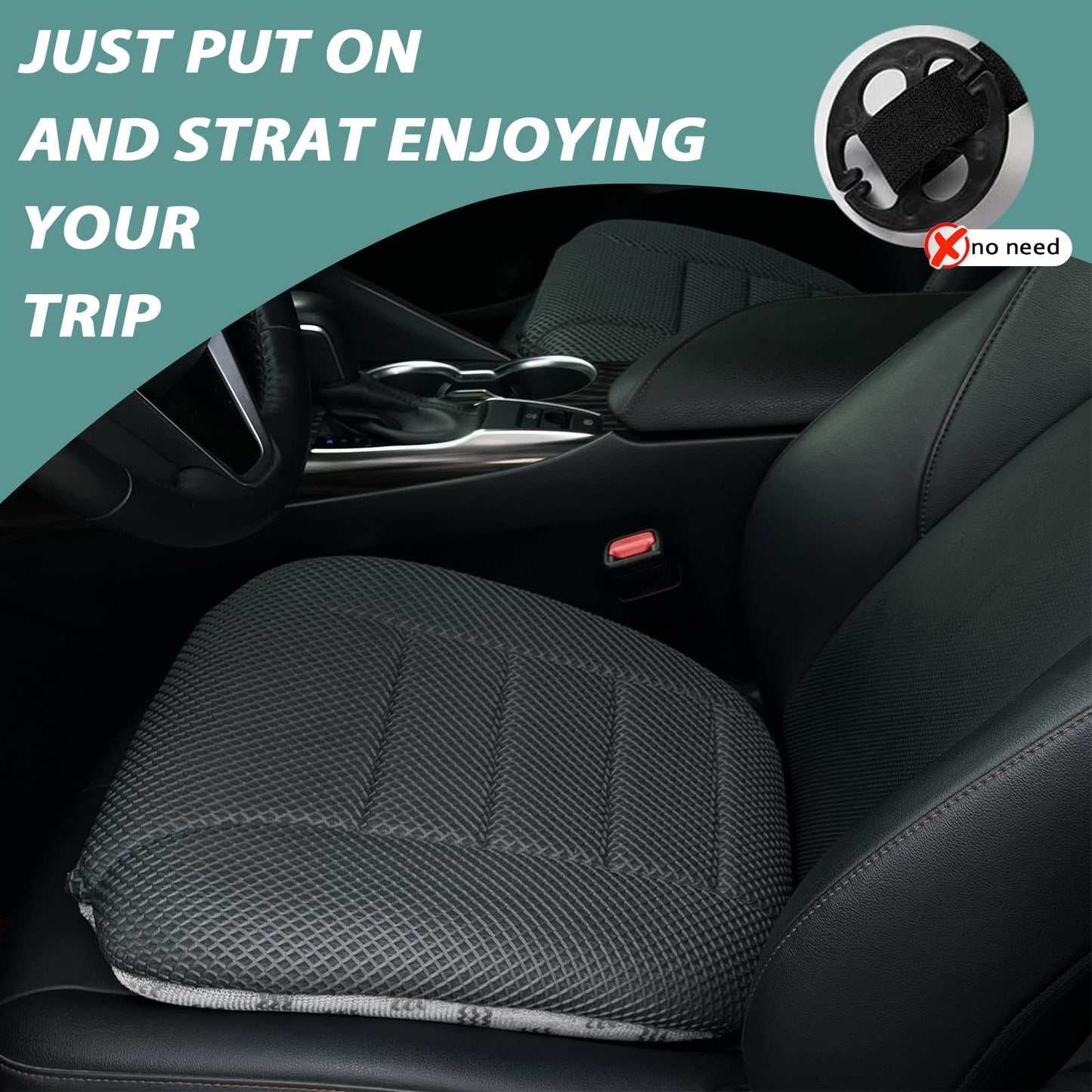 AEROiVi 17.7" L × 16.9" W × 3" H,Car Booster Seat Cushion Raise The Height for Short People Driving, Breathable 3D Air Mesh, 3 Inch Booster Seat, Non-Slip Bottom, Car Seat Pad with Truck,Cars,SUVs