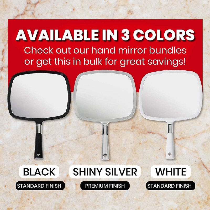 Large Hand Held Mirror - Comfy Silver Salon Model | 5-Pack