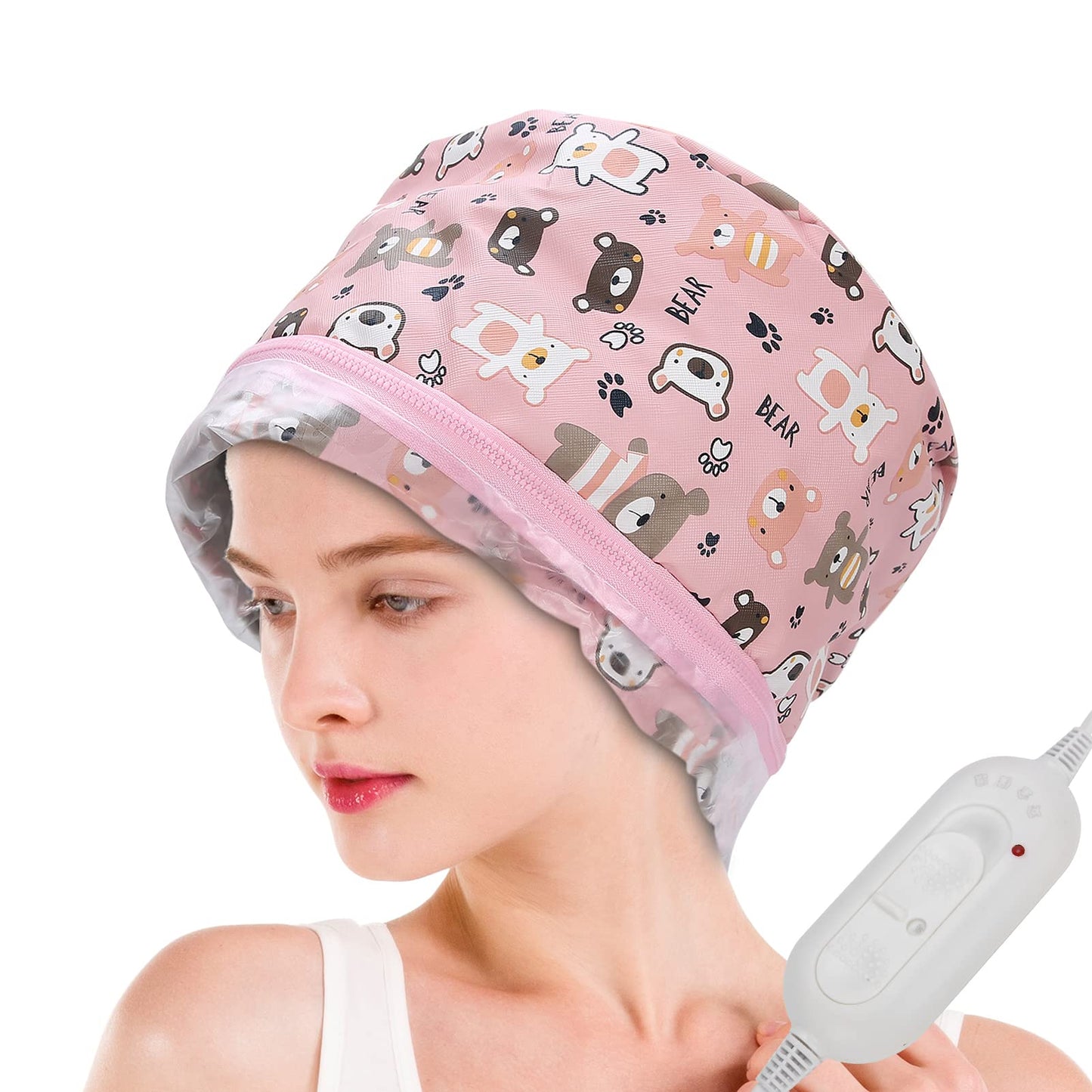 Tiiyee Hair Steamer Thermal Heat Cap, Heat Cap for Deep Conditioning Scalp Treatment Spa Hot Head Care Tool Portable 2 Gears Temperature Control Electric for Natural Black Curly Hair, Home Salon Use