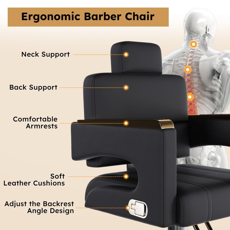Makaseiya Heavy Duty Barber Chair for Hair Stylist,Professional Hair Salon Stool with Footrest,Adjustable Seat Height 34-40" Barber Beauty Equipment for Hair Stylist Spa Shampoo