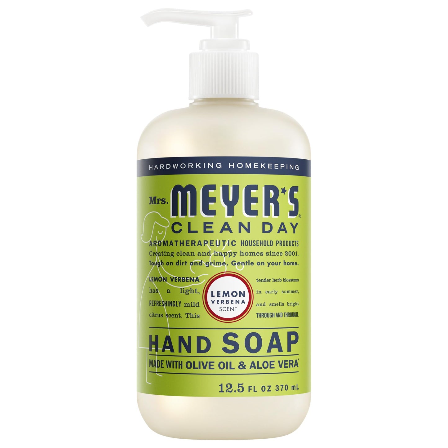 MRS. MEYER'S CLEAN DAY Hand Soap, Made with Essential Oils, Lemon Verbena, 12.5 fl. oz