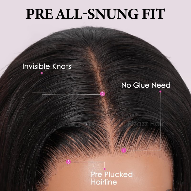Pizazz 13x6 HD Lace Front Wig - Human Hair, Pre-Plucked & Bleached, 200 Density, Straight, Glueless Design | Ear-to-Ear Frontal