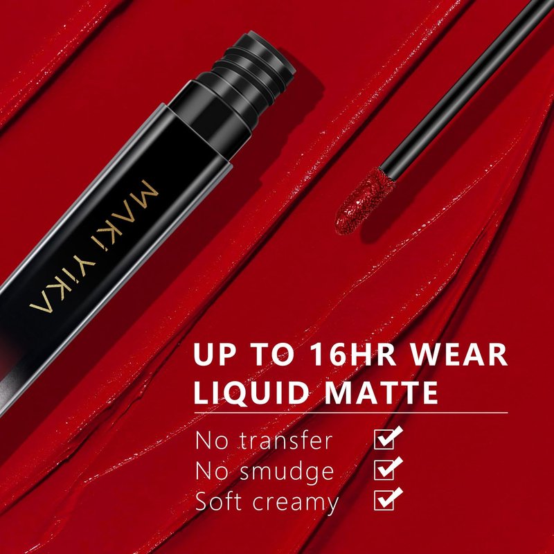 **MAKI YIKA Red Lipstick - Long Lasting, No Smudge Matte Liquid Lip Color | Transferproof & Cruelty-Free**