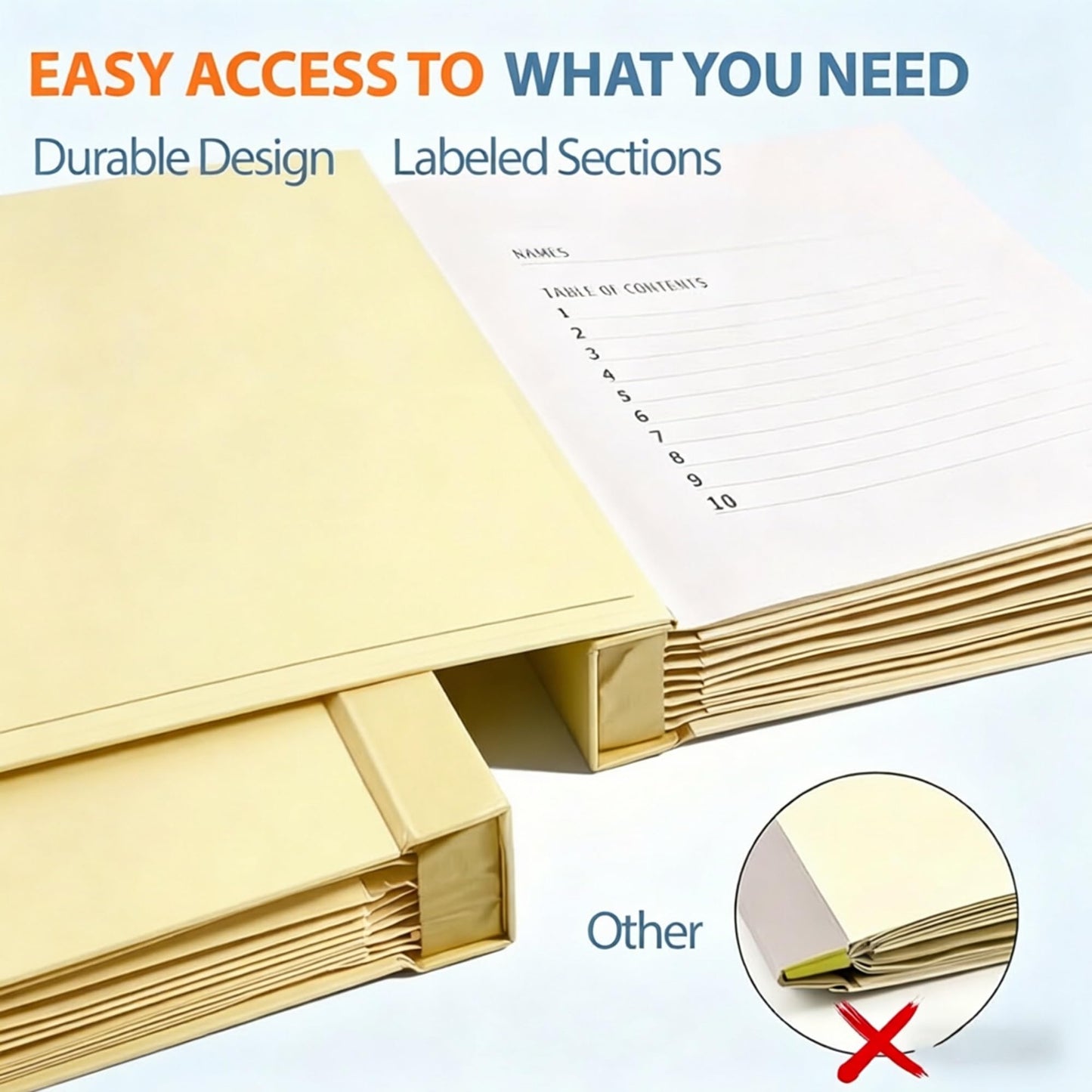 Important Document Organizer,Folders for Documents,Bound Expanding File for Important Papers/Passports/Birth Certificates(Yellow)