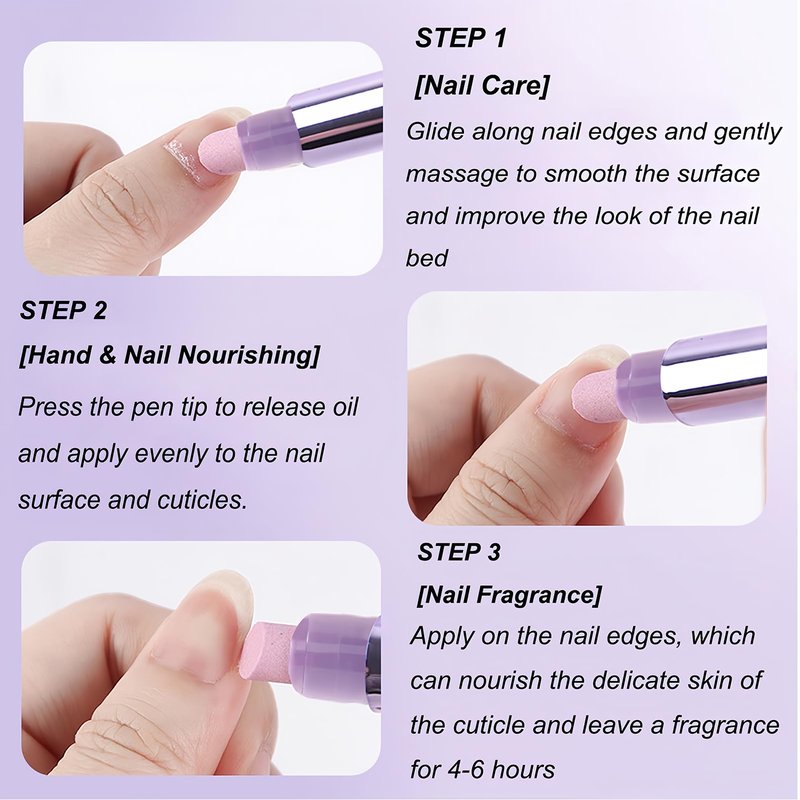 KAHSOSE 2Pcs 3-in-1 Nail Care Pen, Cuticle Oil Pusher Pen with Ceramic Tip, Nail Oil Pen for Dry Cuticles & Hangnails, Moisturizing Nail Conditioning Pen for Nails & Cuticle