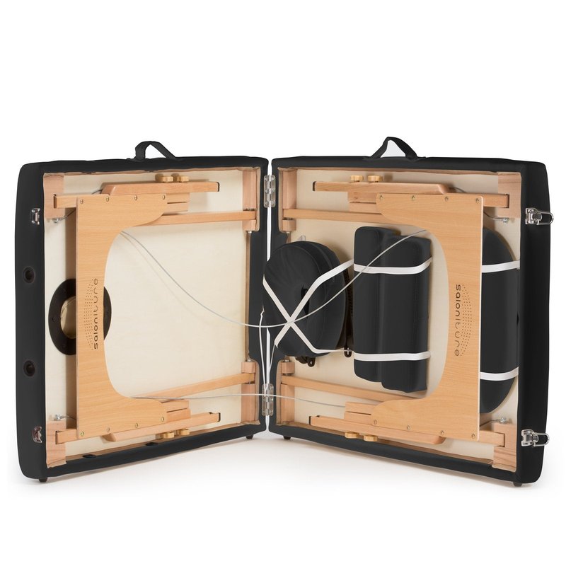 Saloniture Professional Portable Folding Massage Table with Carrying Case - Black