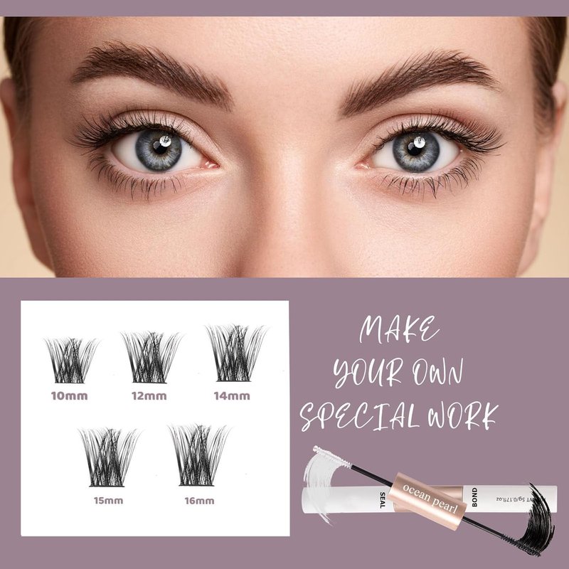 Skiennix Individual Lashes - 120 Cluster Eyelash Extensions with Applicator & Bond | 10-16mm Length C/D