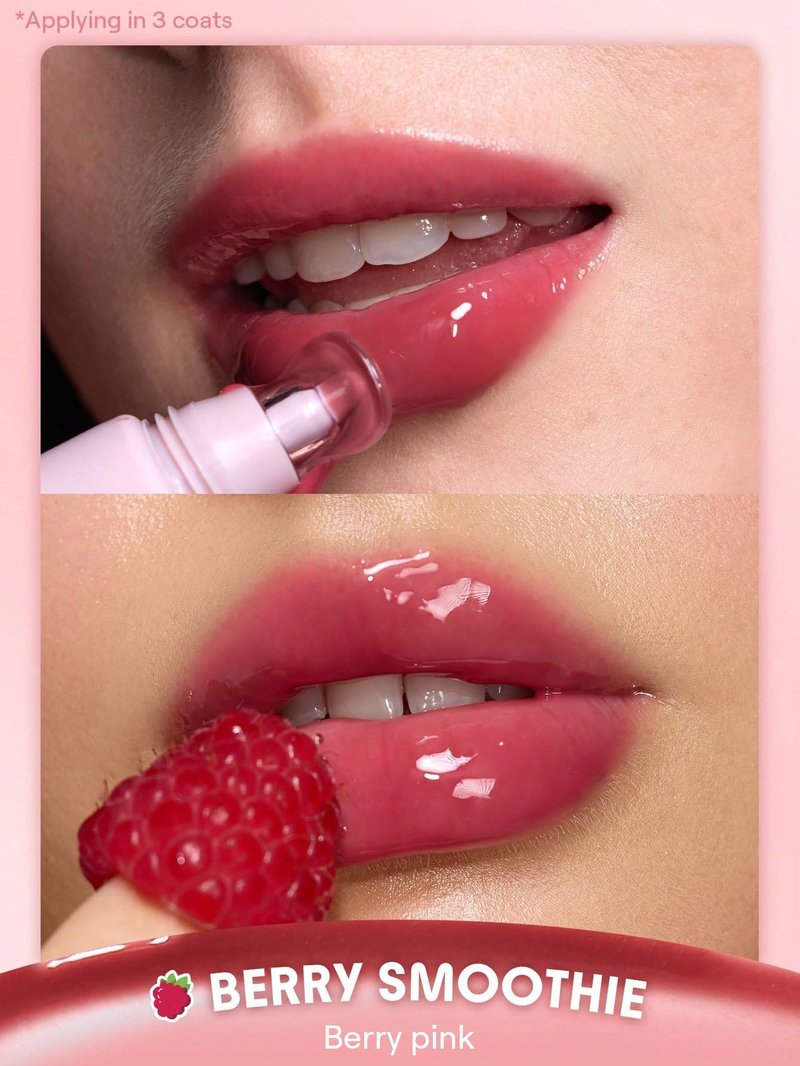 SHEGLAM Crystal Glaze Moisturizing Lip Gloss Hydrating Jelly Long Lasting Waterproof Plumping Lip Gloss-Berry Smoothie