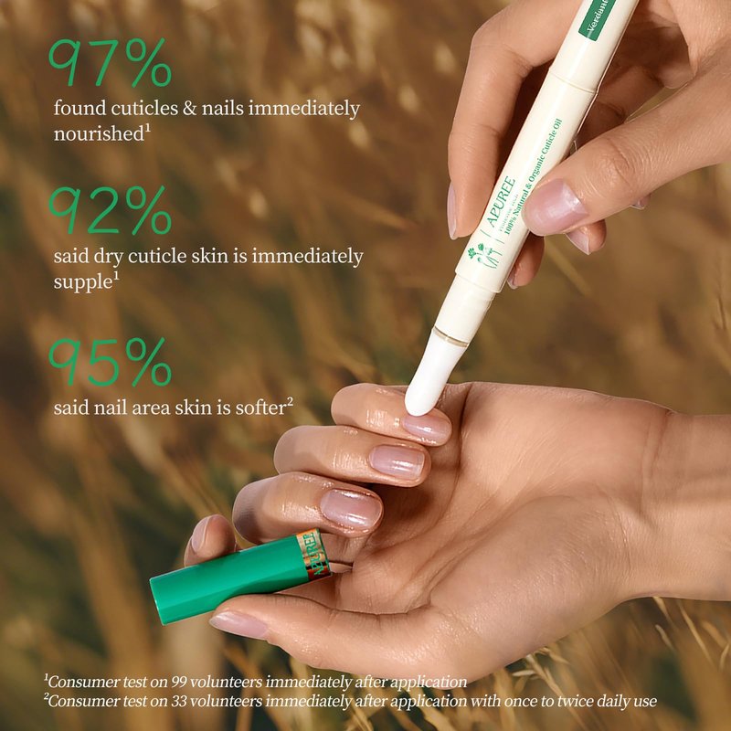 APUREE Organic Cuticle Oil Pen 6pcs| USDA Verified 100% Bio-Based Nail Strengthener & Growth Serum| Jojoba & Squalane Infused| Deep Moisture & Repair for Brittle, Thin, Peeling Nails & Dry Cuticles