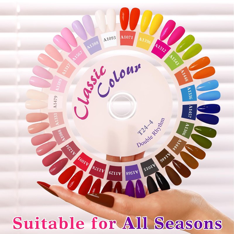 Double Rhythm 28Pcs 0.5Oz Gel Nail Polish Set Same Color Same Bottle Gel Polish Kit Nail Art Manicure Salon DIY at Home for Women (Red Pink Collection-T24-4)