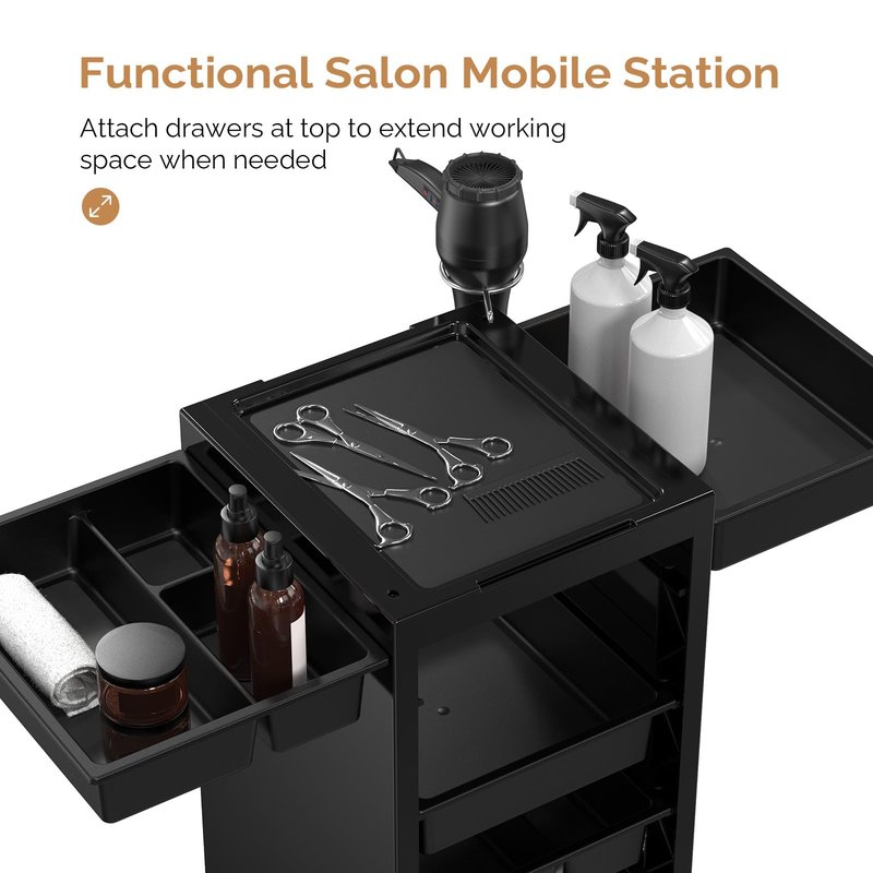 OmySalon Salon Trolley Cart with Wheels & 6 Drawers, Hair Cart Organizer for Stylist Hairdresser, Salon Cabinet Station for Barbershop Beauty Spa