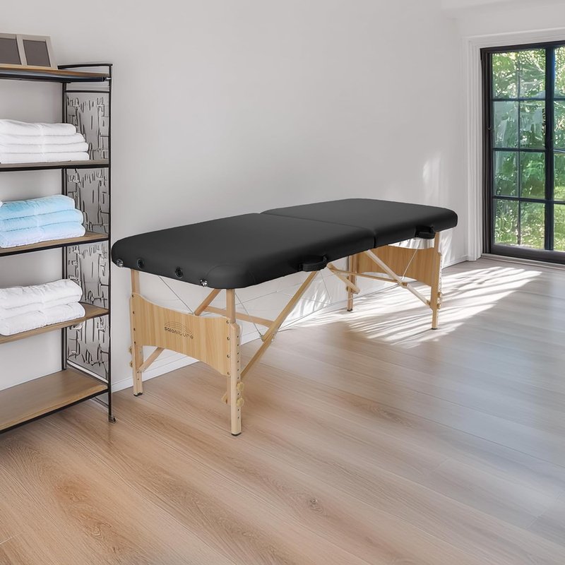 Saloniture Portable Folding Massage Table - Lightweight & Durable | Black Color