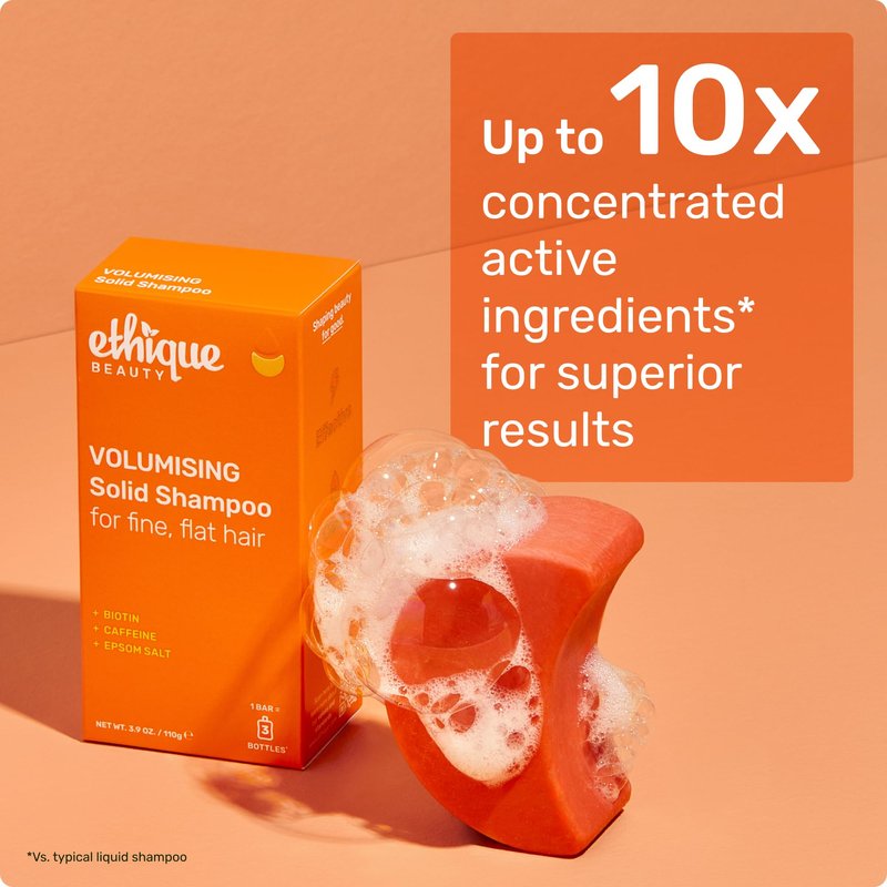 Ethique Volumizing Shampoo Bar with Biotin for thin, fine hair - Plastic-Free, Vegan, Cruelty-Free, 3.88 oz - Formerly Sweet & Spicy - Formerly Sweet & Spicy